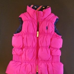 Girls Ralph Lauren pink navy reversible vest